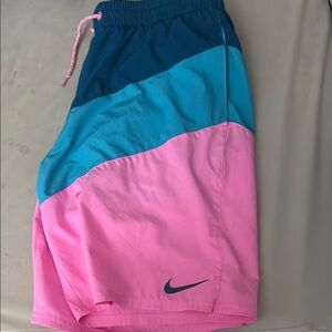 Nike Pink and Teal Swim Shorts